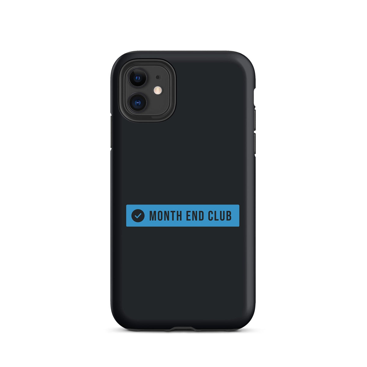 Month End Club Logo Tough iPhone Case – iPhone 11, matte black – blue print