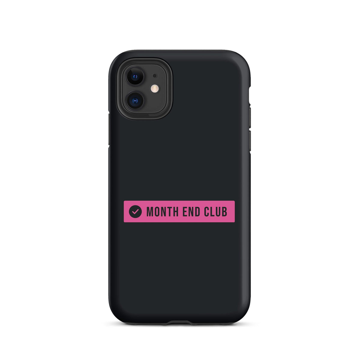 Month End Club Logo Tough iPhone Case – iPhone 11, matte black – pink print