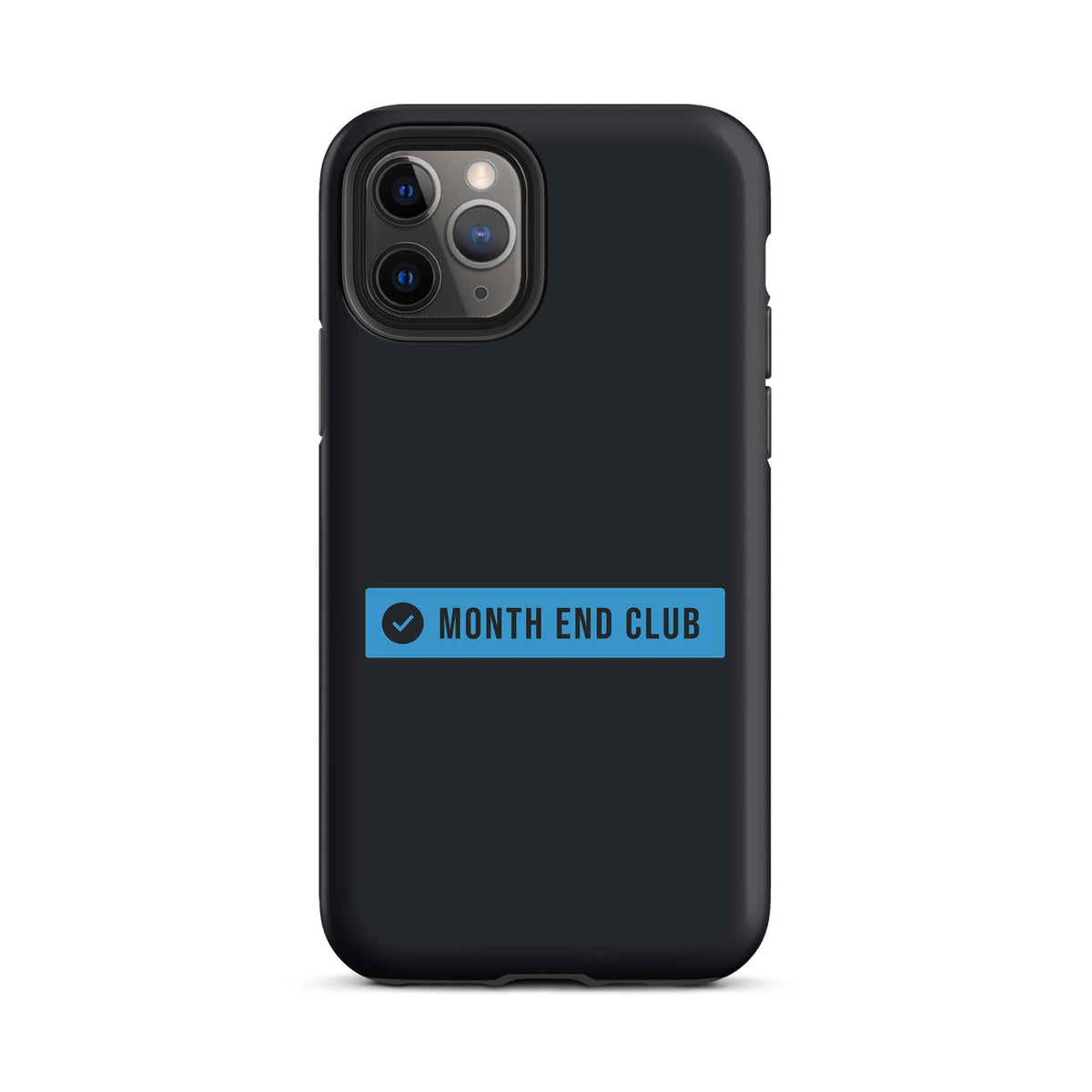 Month End Club Logo Tough iPhone Case – iPhone 11 Pro, matte black – blue print