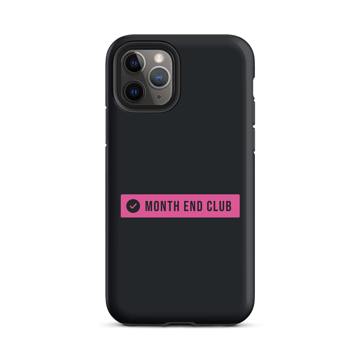 Month End Club Logo Tough iPhone Case – iPhone 11 Pro, matte black – pink print