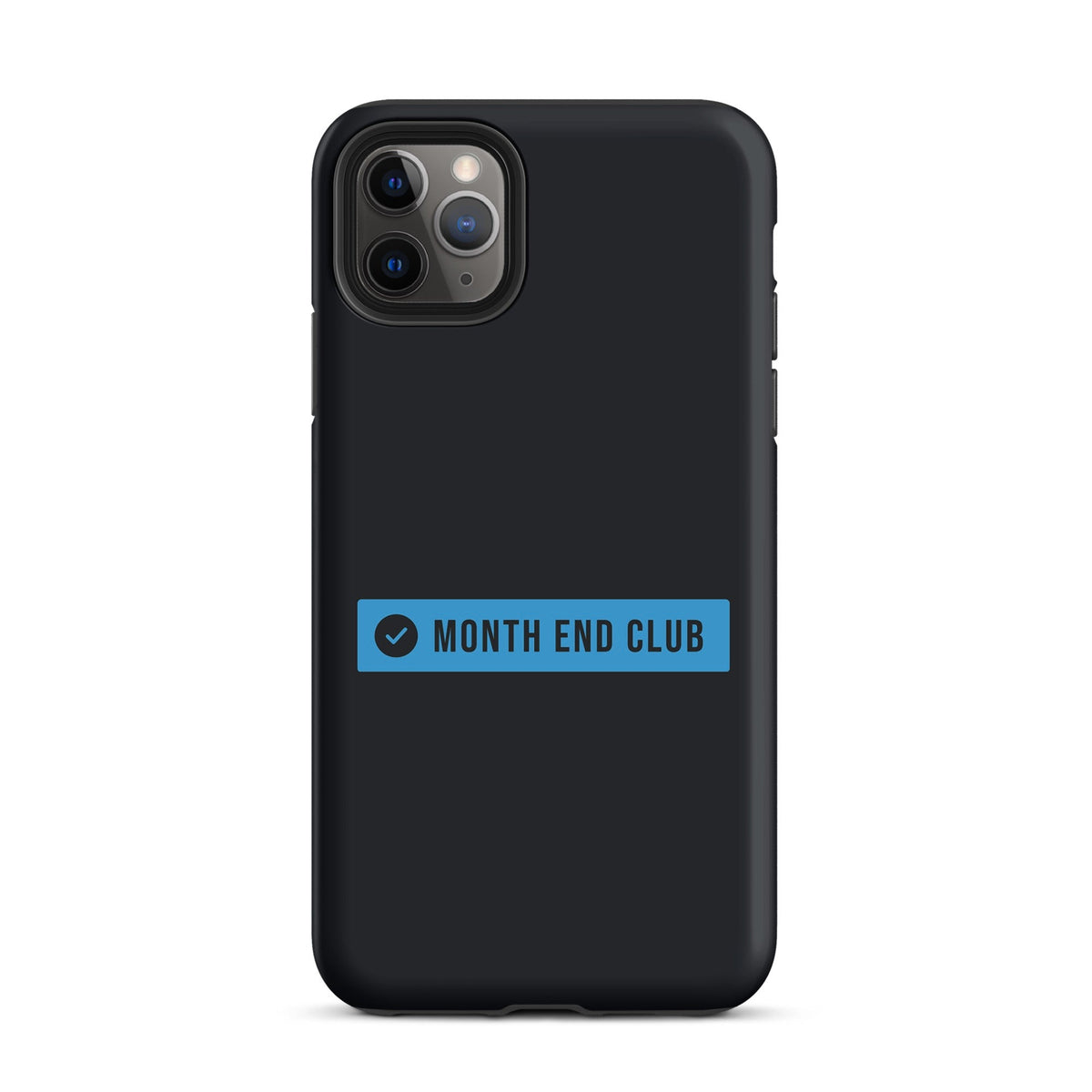 Month End Club Logo Tough iPhone Case – iPhone 11 Pro Max, matte black – blue print