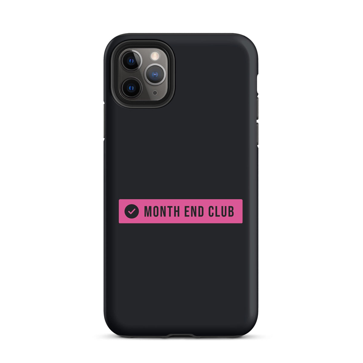 Month End Club Logo Tough iPhone Case – iPhone 11 Pro Max, matte black – pink print