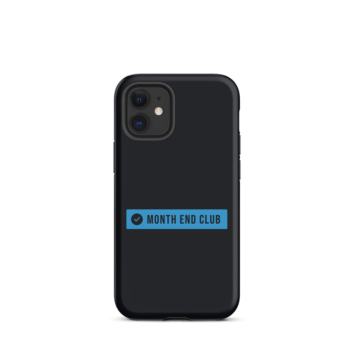 Month End Club Logo Tough iPhone Case – iPhone 12 mini, matte black – blue print