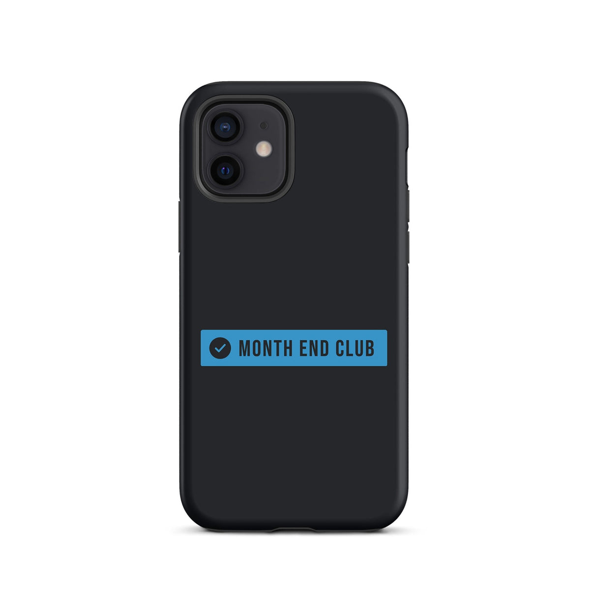 Month End Club Logo Tough iPhone Case – iPhone 12, matte black – blue print