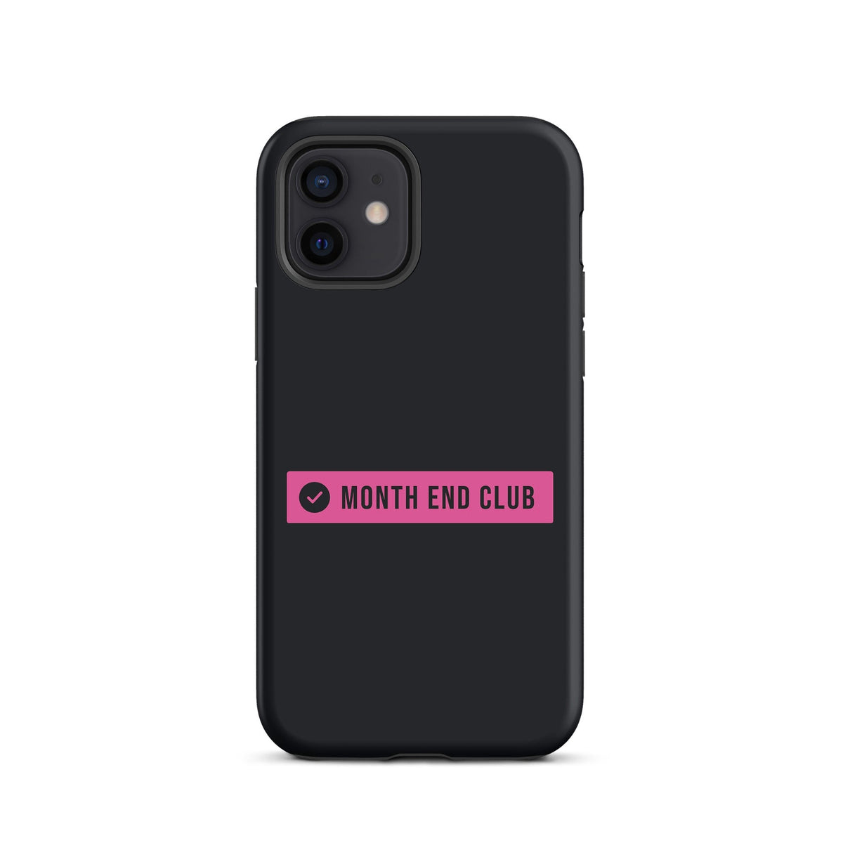 Month End Club Logo Tough iPhone Case – iPhone 12, matte black – pink print