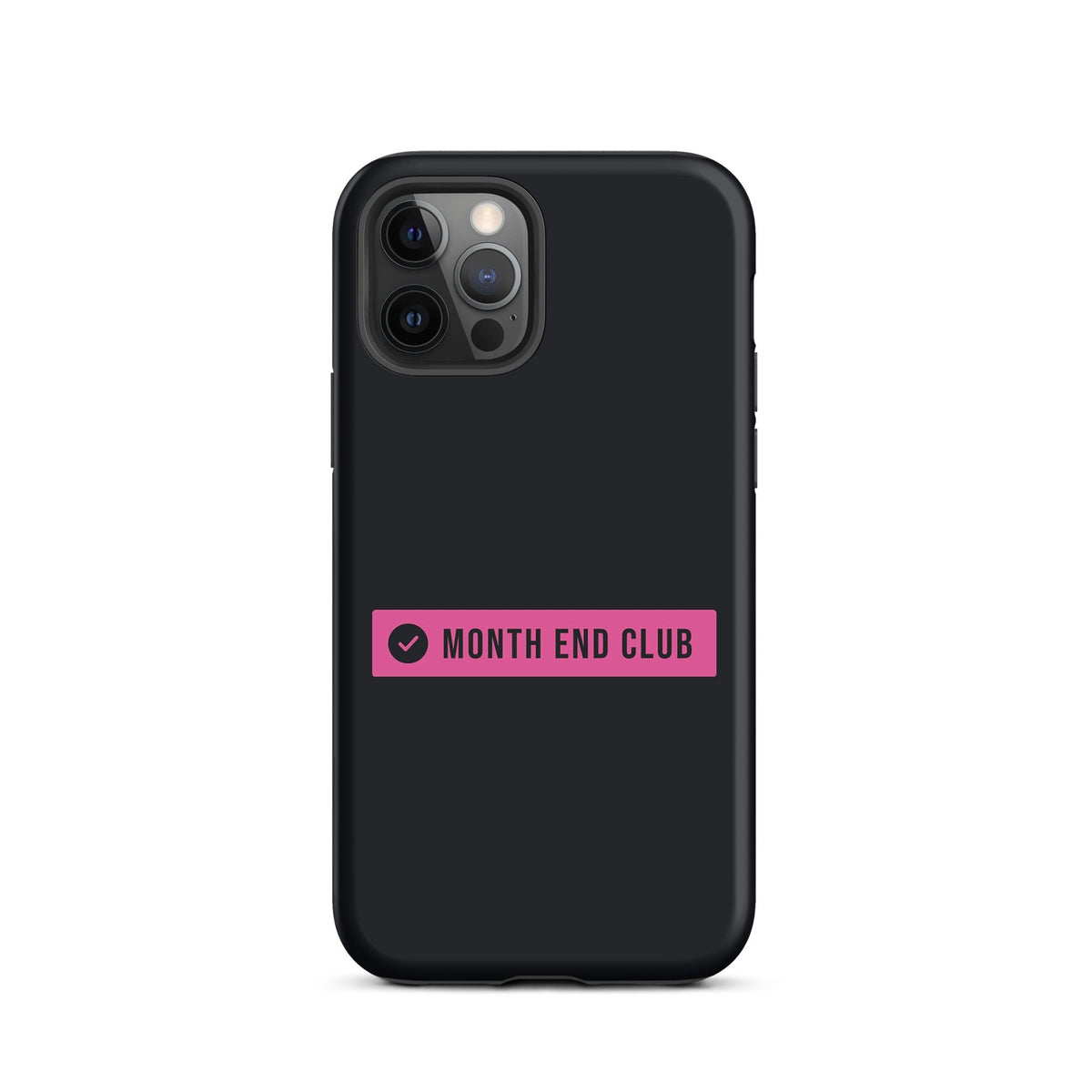 Month End Club Logo Tough iPhone Case – iPhone 12 Pro, matte black – pink print