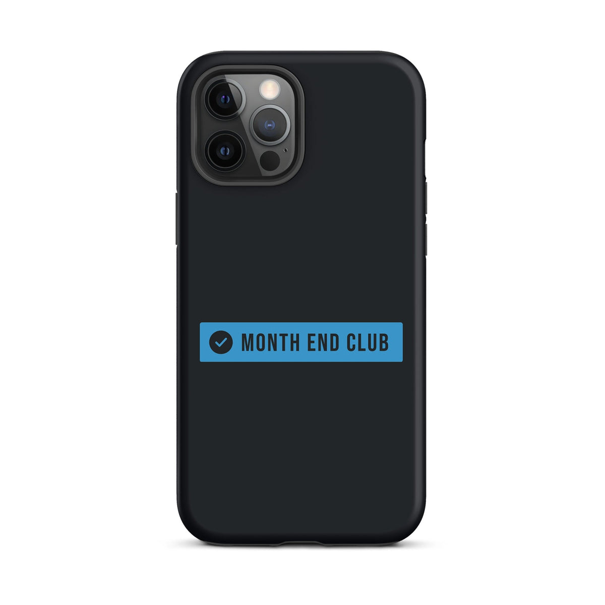 Month End Club Logo Tough iPhone Case – iPhone 12 Pro Max, matte black – blue print