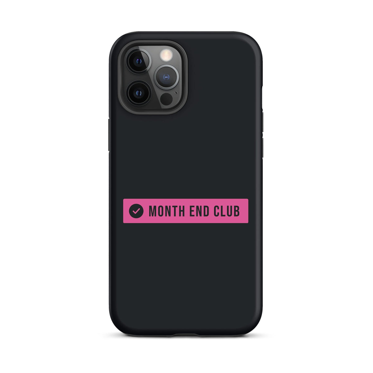 Month End Club Logo Tough iPhone Case – iPhone 12 Pro Max, matte black – pink print