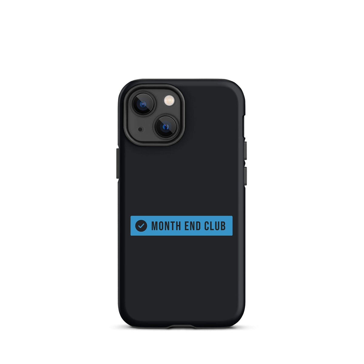 Month End Club Logo Tough iPhone Case – iPhone 13 mini, matte black – blue print