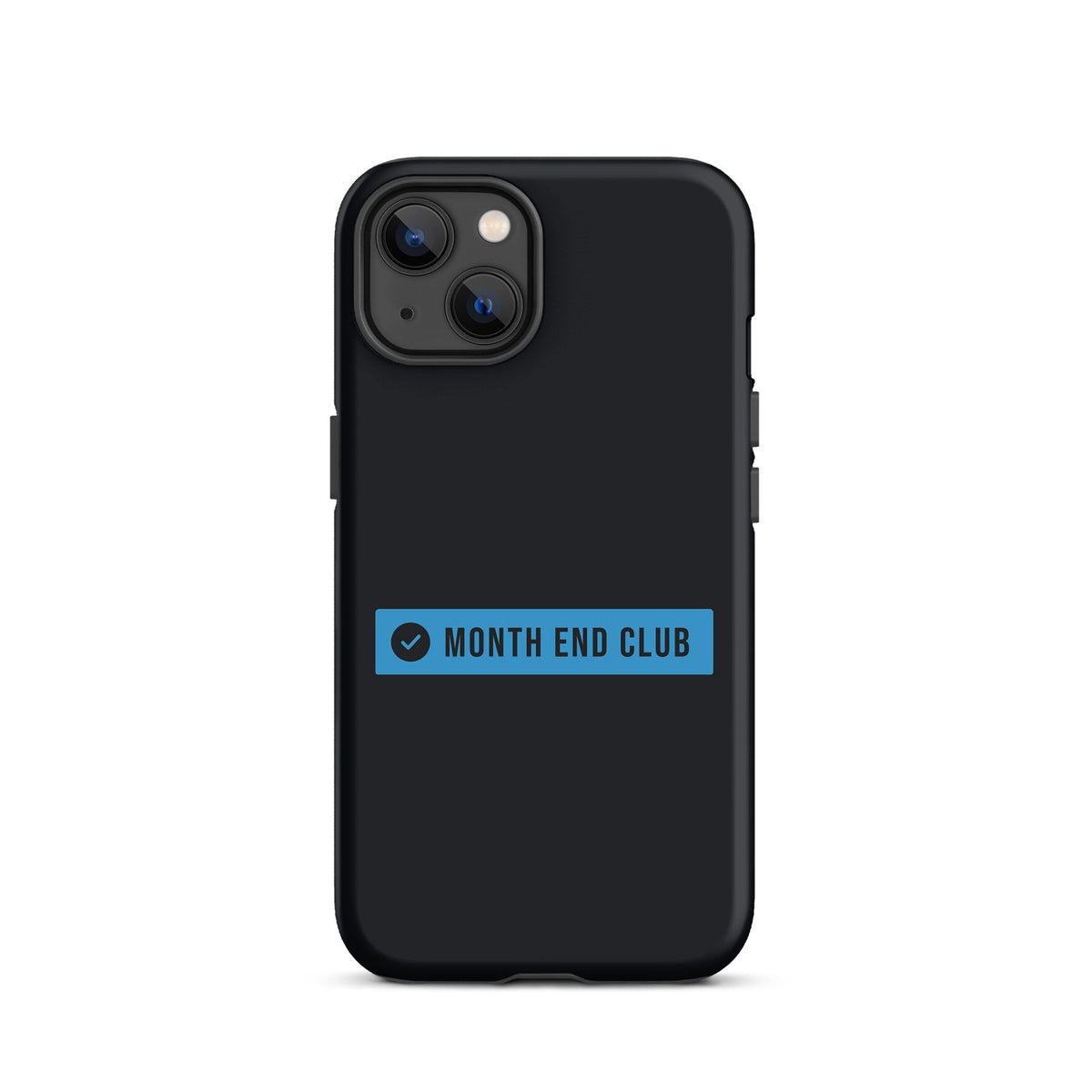 Month End Club Logo Tough iPhone Case – iPhone 13, matte black – blue print