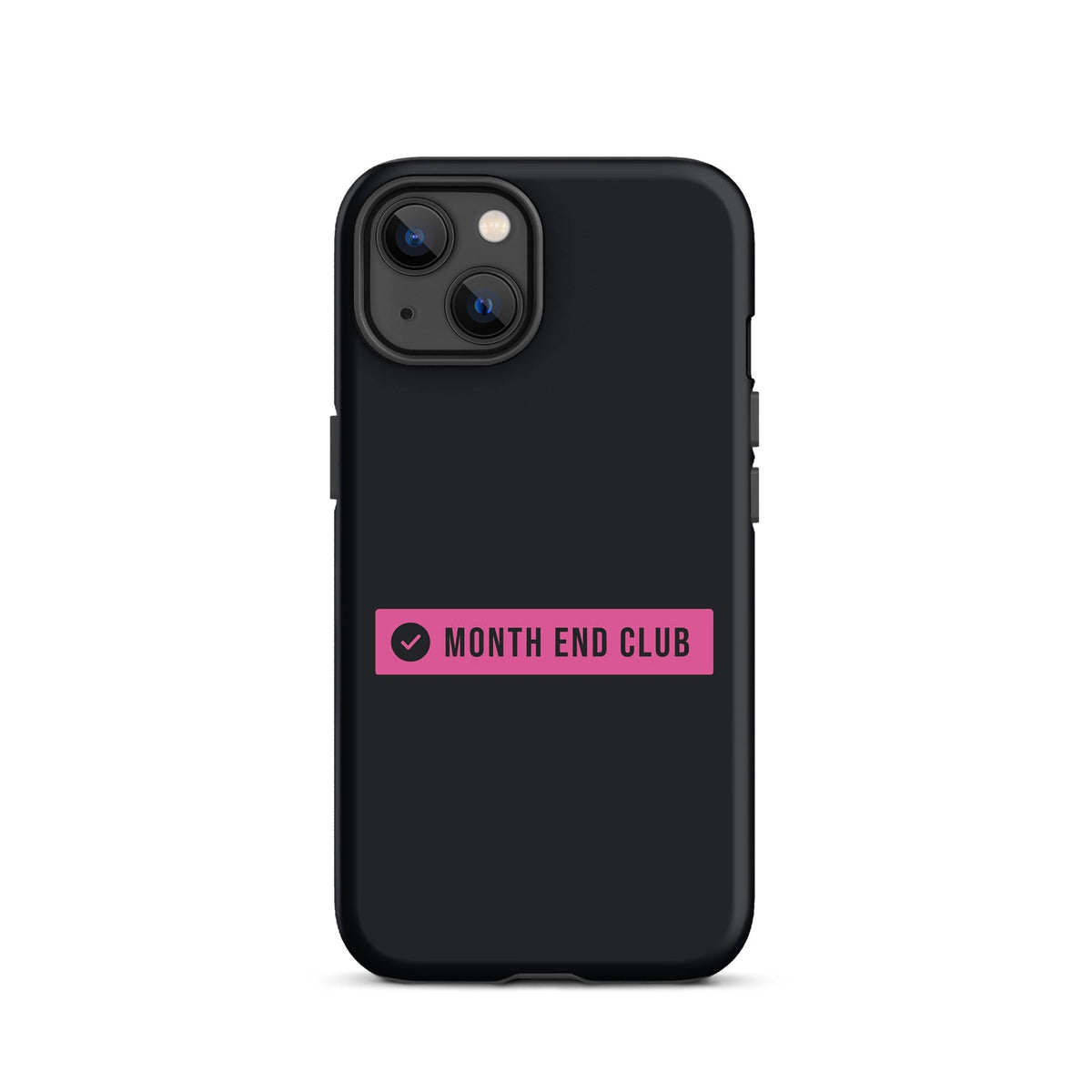 Month End Club Logo Tough iPhone Case – iPhone 13, matte black – pink print