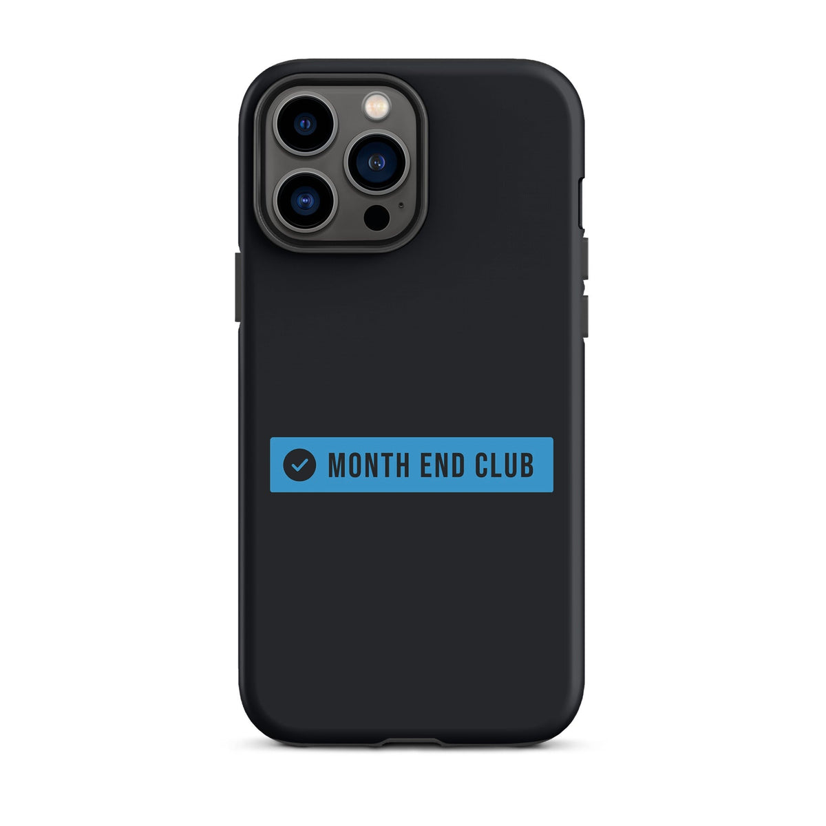 Month End Club Logo Tough iPhone Case – iPhone 13 Pro Max, matte black – blue print