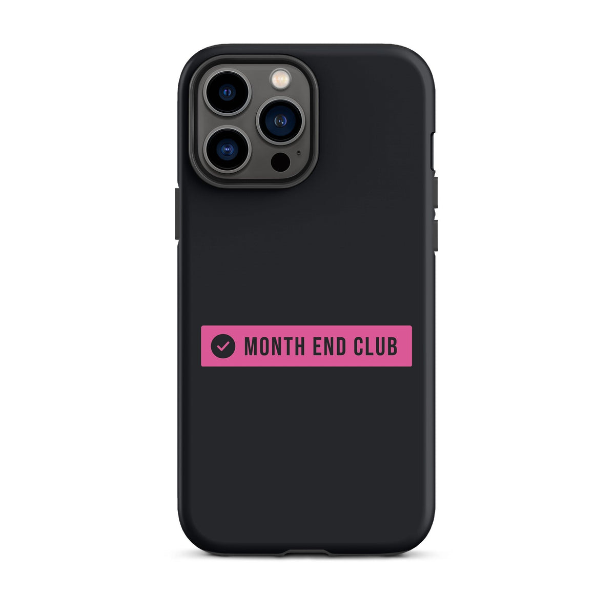 Month End Club Logo Tough iPhone Case – iPhone 13 Pro Max, matte black – pink print