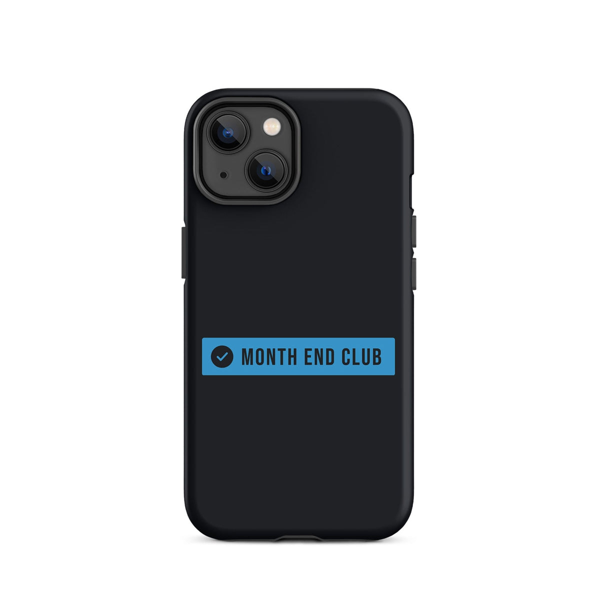 Month End Club Logo Tough iPhone Case – iPhone 14, matte black – blue print