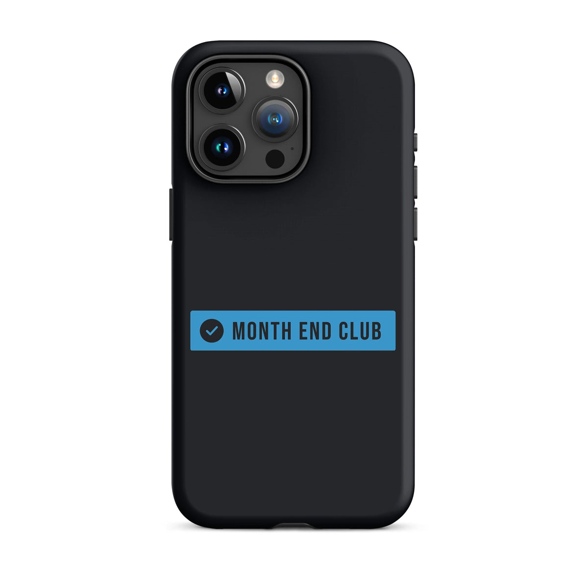 Month End Club Logo Tough iPhone Case – iPhone 15 Pro Max, matte black – blue print
