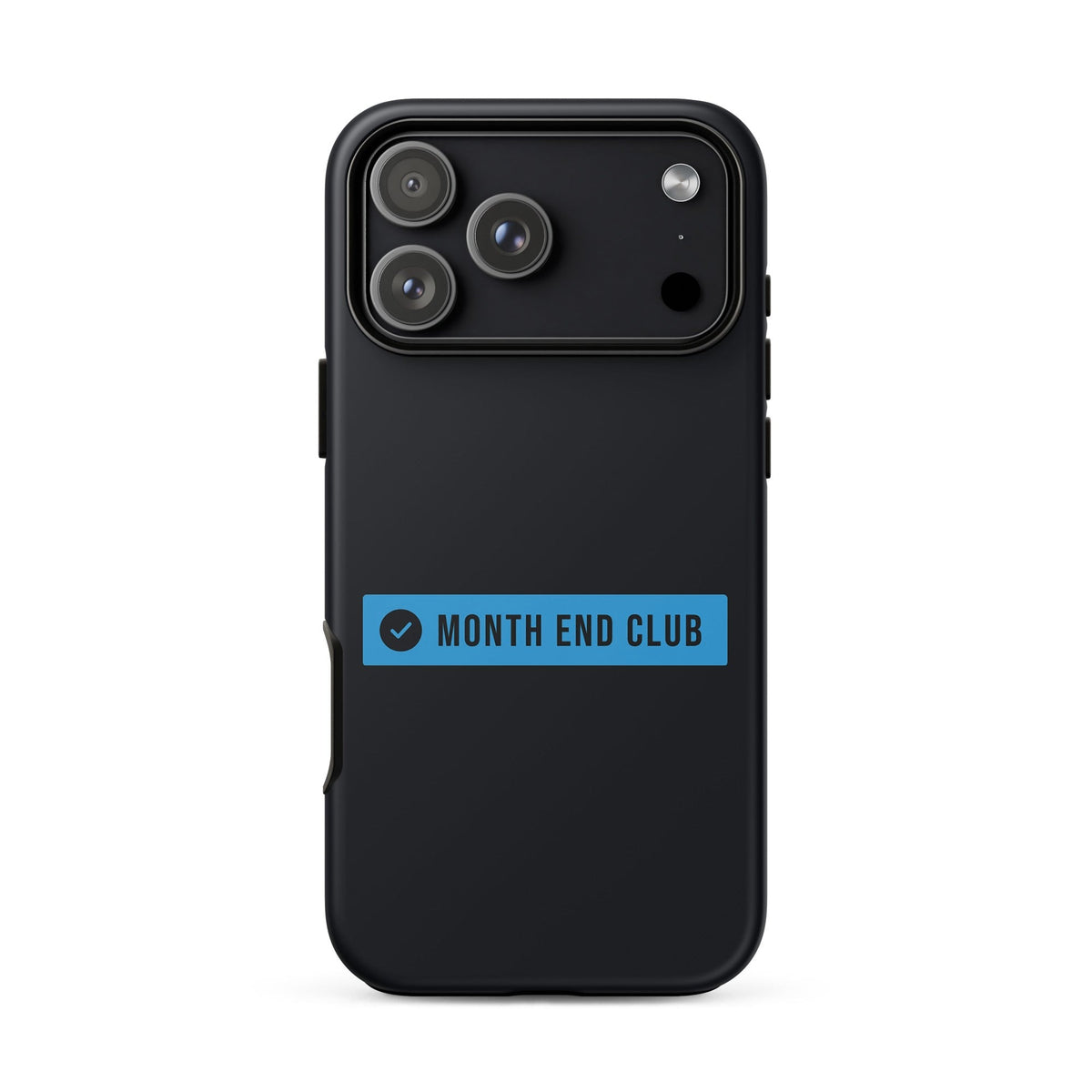 Month End Club Logo Tough iPhone Case – iPhone 18 Pro Max, matte black – blue print