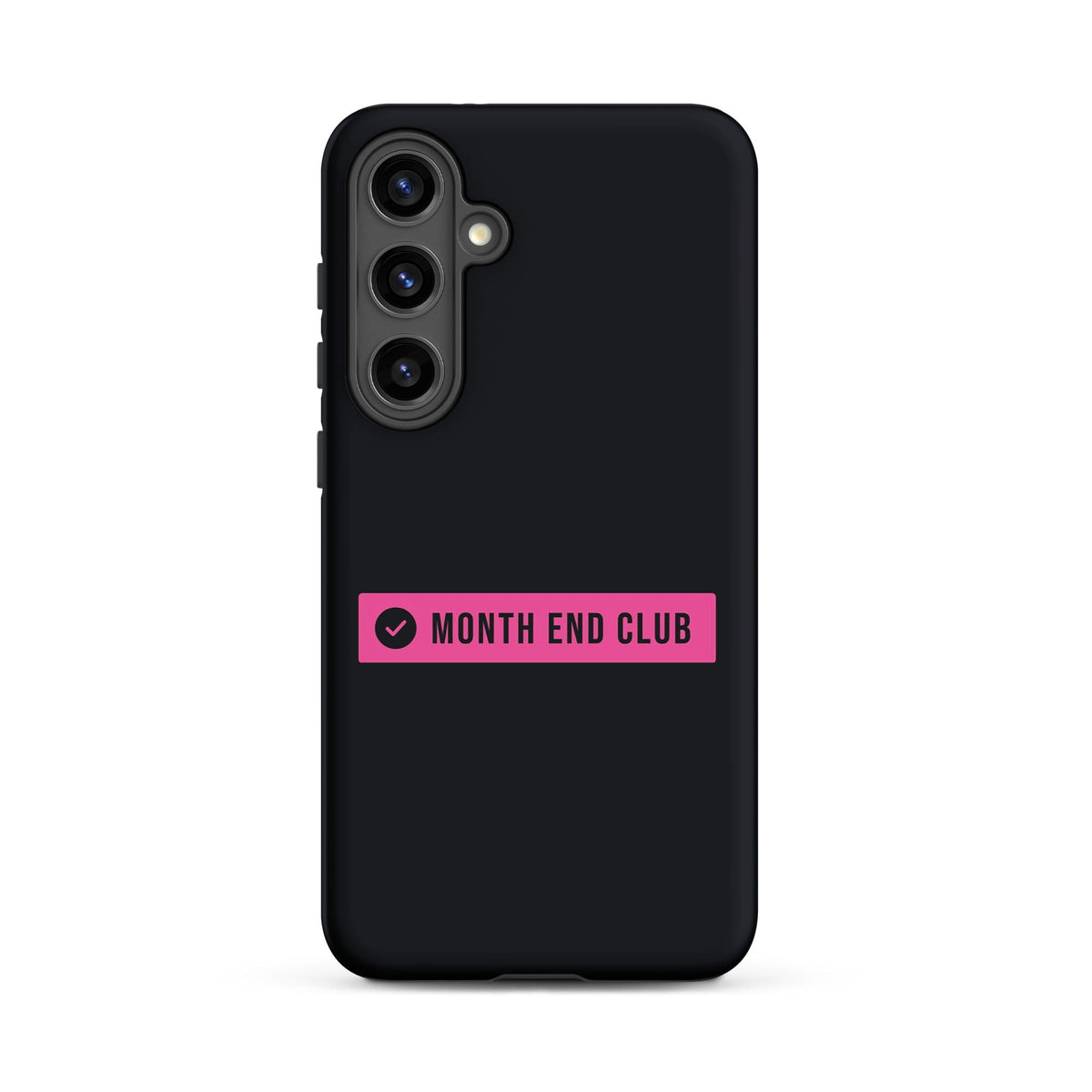 Month End Club Logo Tough Samsung Case – Samsung Galaxy S24 Plus, matte black – pink print