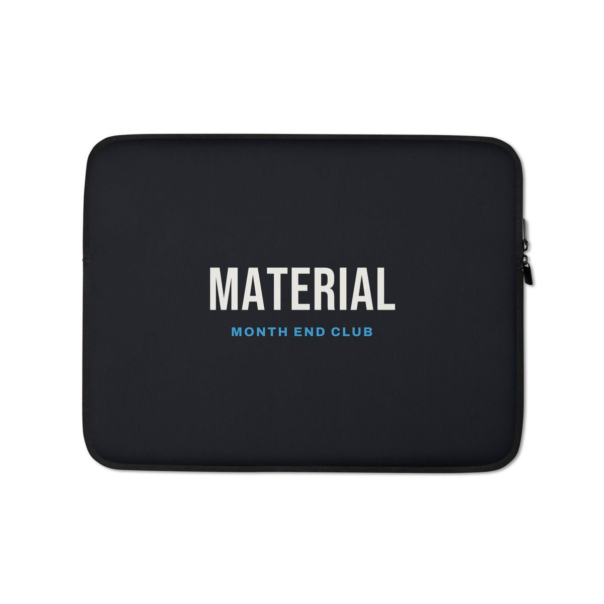 Material Laptop Sleeve – 13″, black neoprene, front – blue print