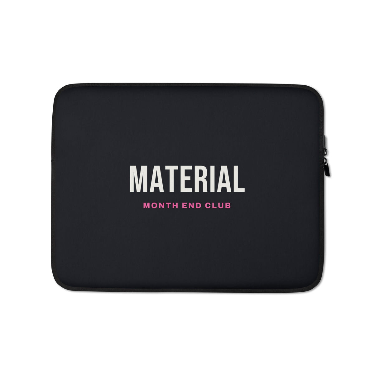 Material Laptop Sleeve – 13″, black neoprene, front – pink print