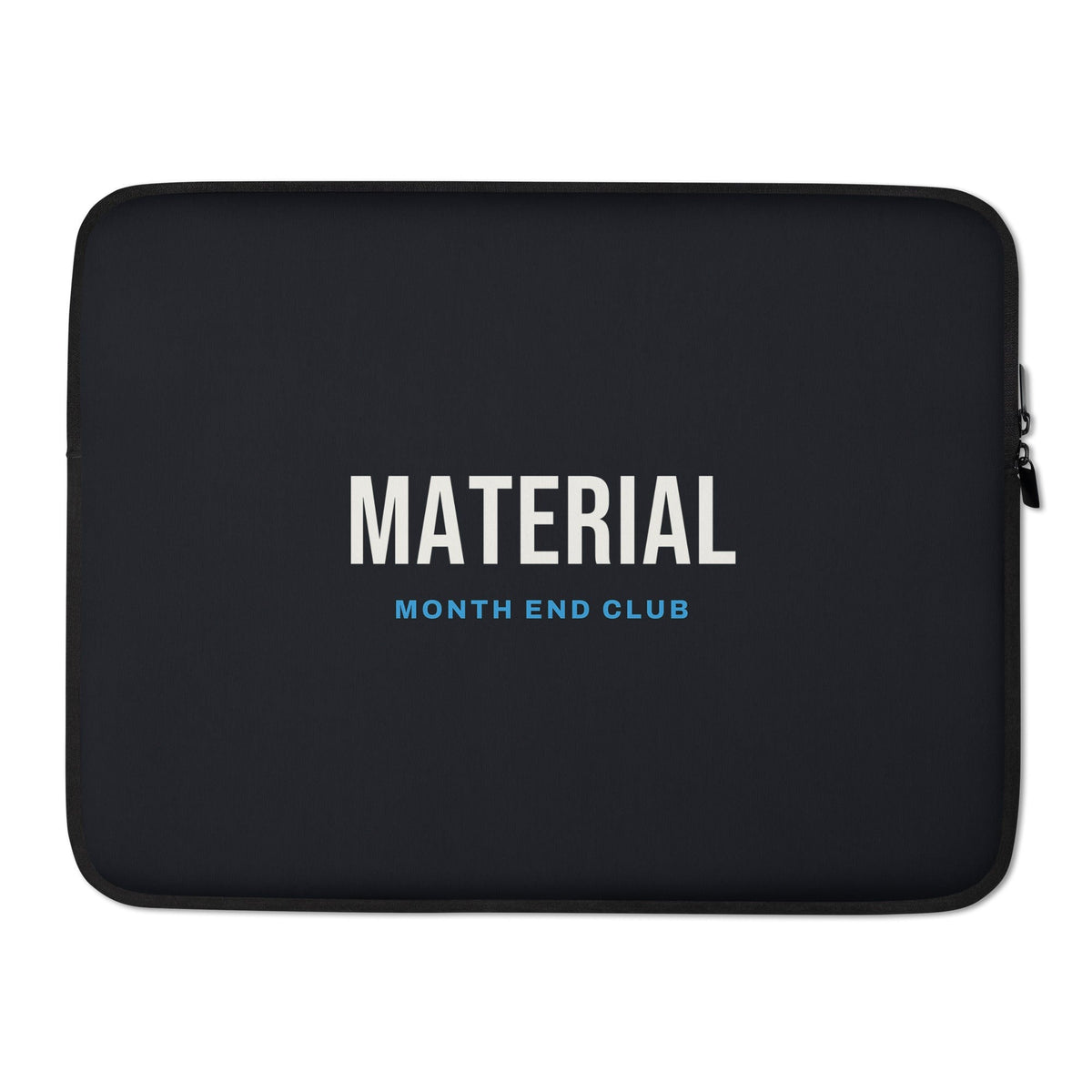 Material Laptop Sleeve – 15″, black neoprene, front – blue print