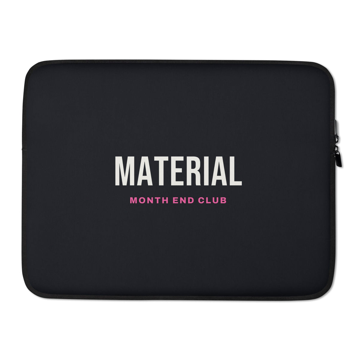Material Laptop Sleeve – 15″, black neoprene, front – pink print
