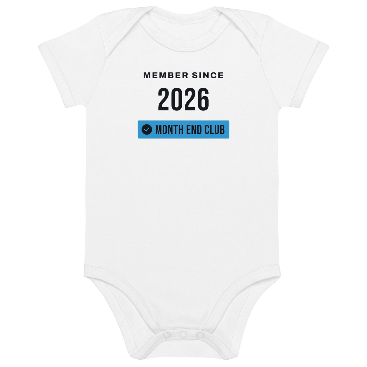 Member Since Baby Bodysuit – 2026, White, front – blue print