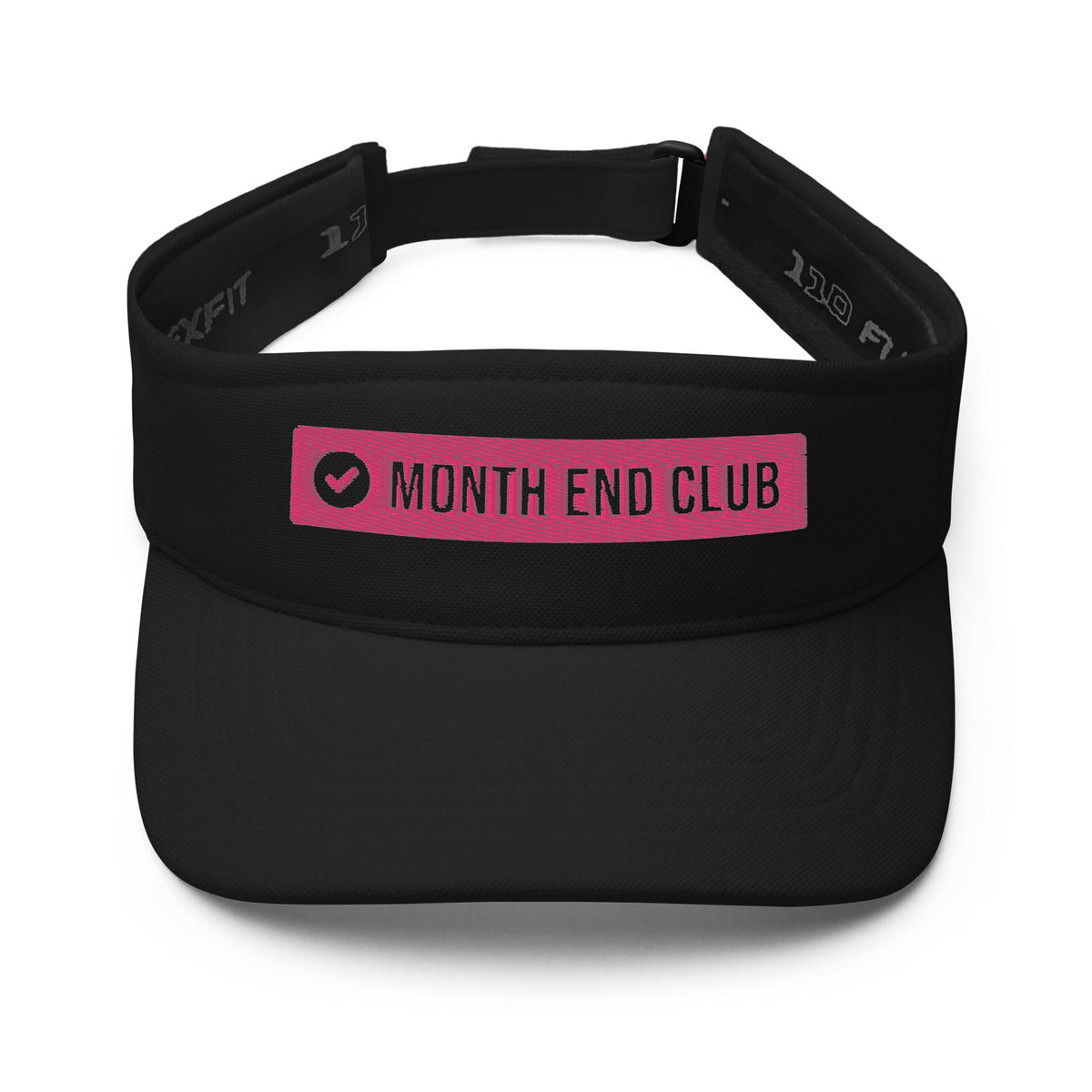 Embroidered Logo Visor – Black, front – pink thread