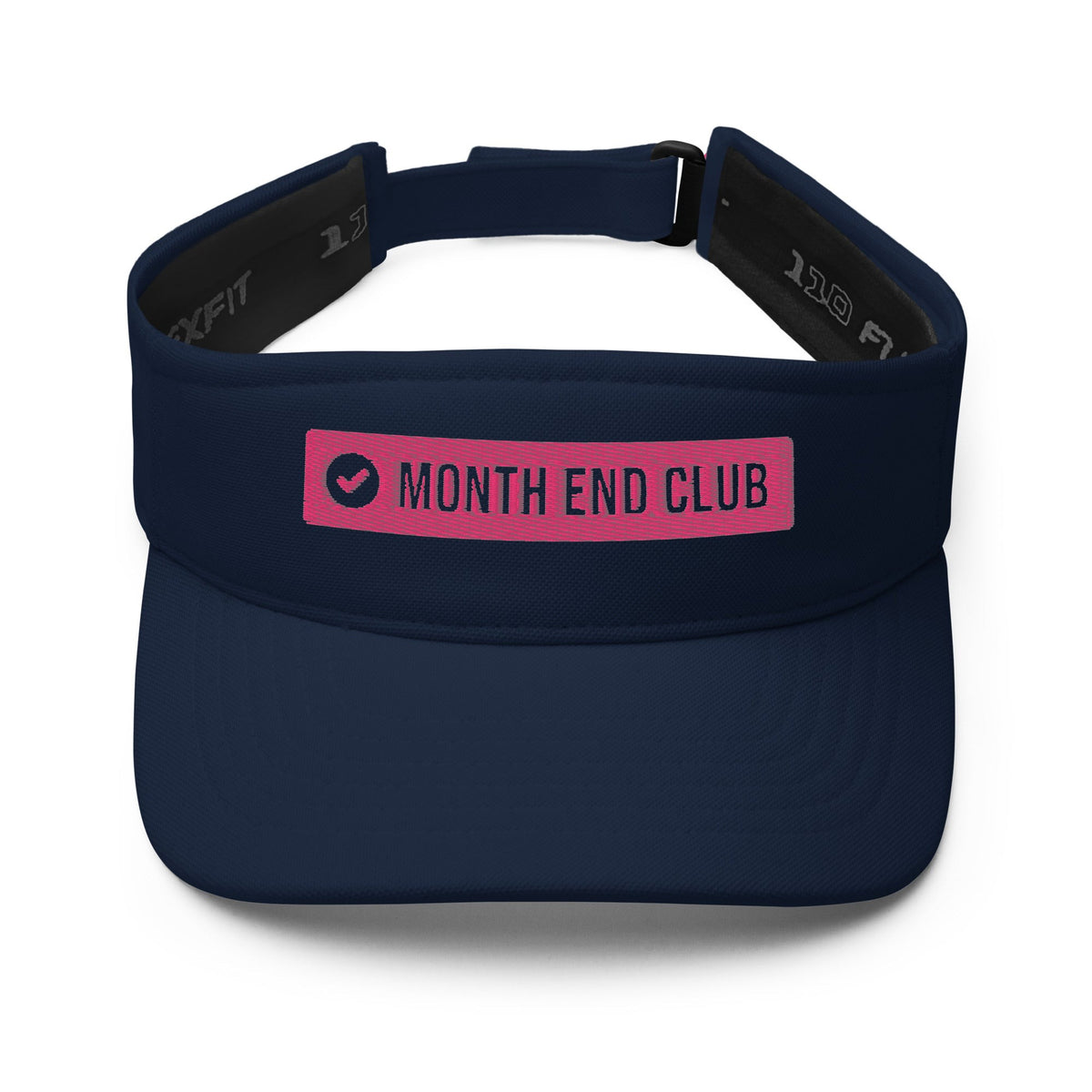 Embroidered Logo Visor – Navy, front – pink thread