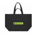 Month End Club Logo Shopping Bag – Black canvas bag, lime logo print