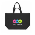 Triple Tick Shopping Bag – Black canvas bag, pink, blue and lime ticks