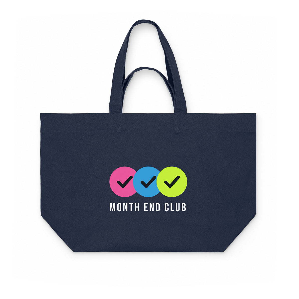 Triple Tick Shopping Bag – French Navy canvas bag, pink, blue and lime ticks
