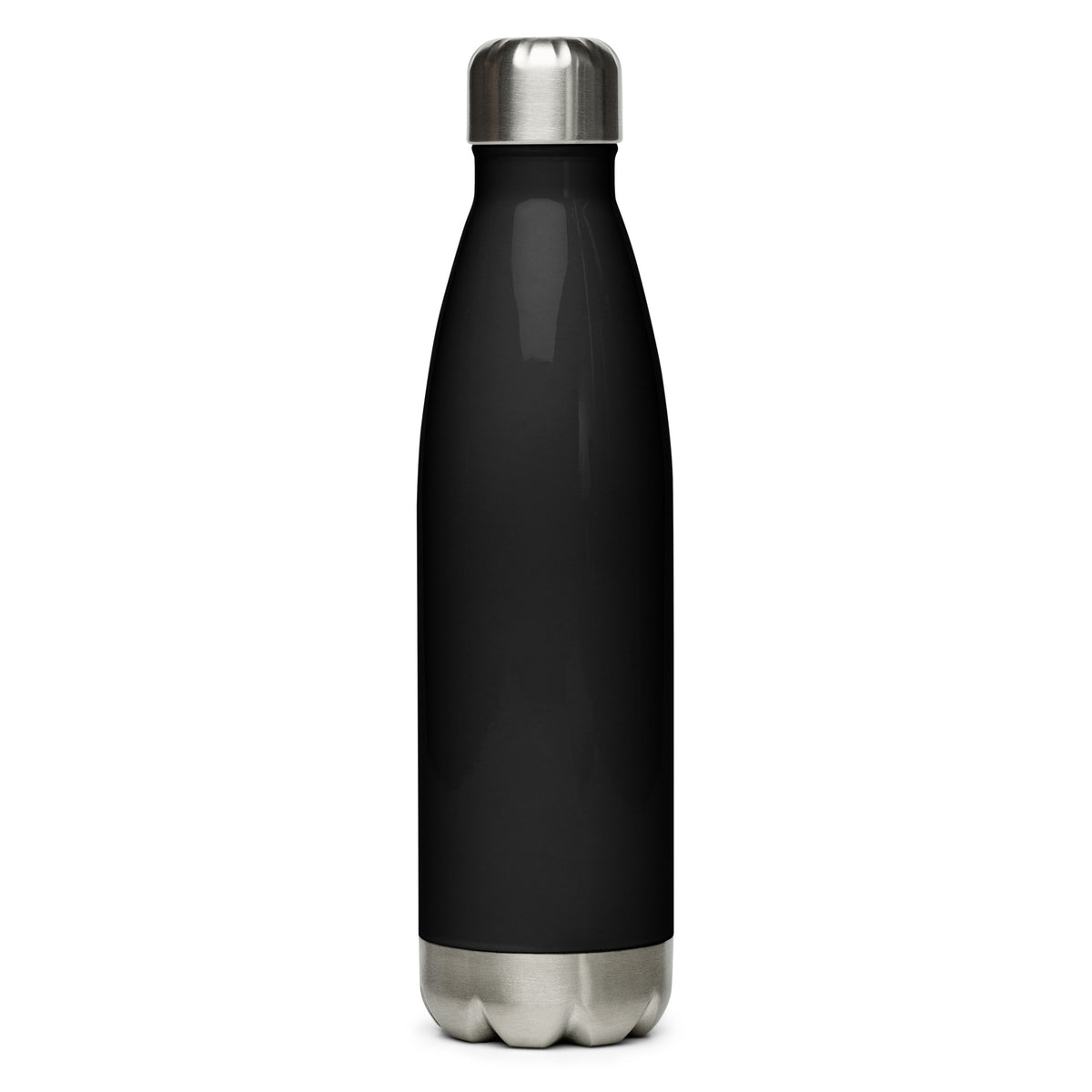 Month End Club Stacked Logo Steel Water Bottle – Black, back