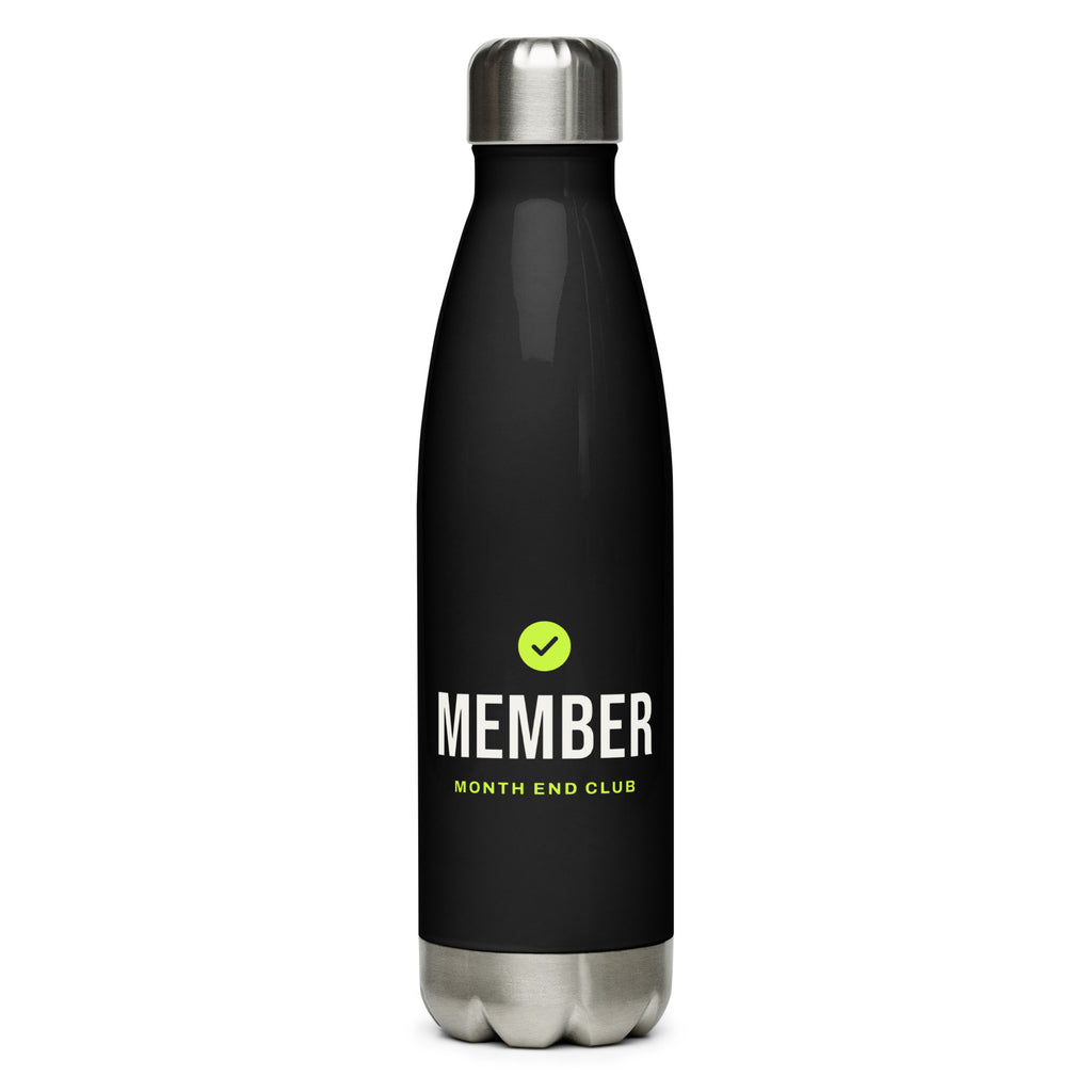 Member Steel Water Bottle – Black, front