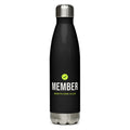 Member Steel Water Bottle – Black, front