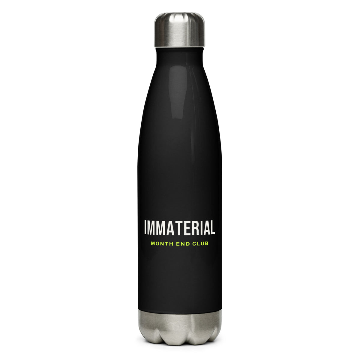 Immaterial Steel Water Bottle – Black, front