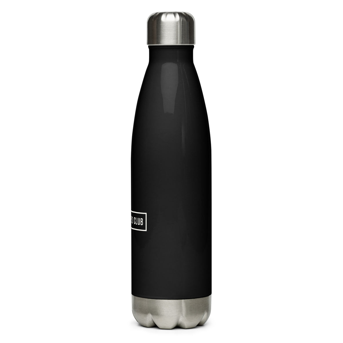 Month End Club Frame Logo Steel Water Bottle – Black, left side