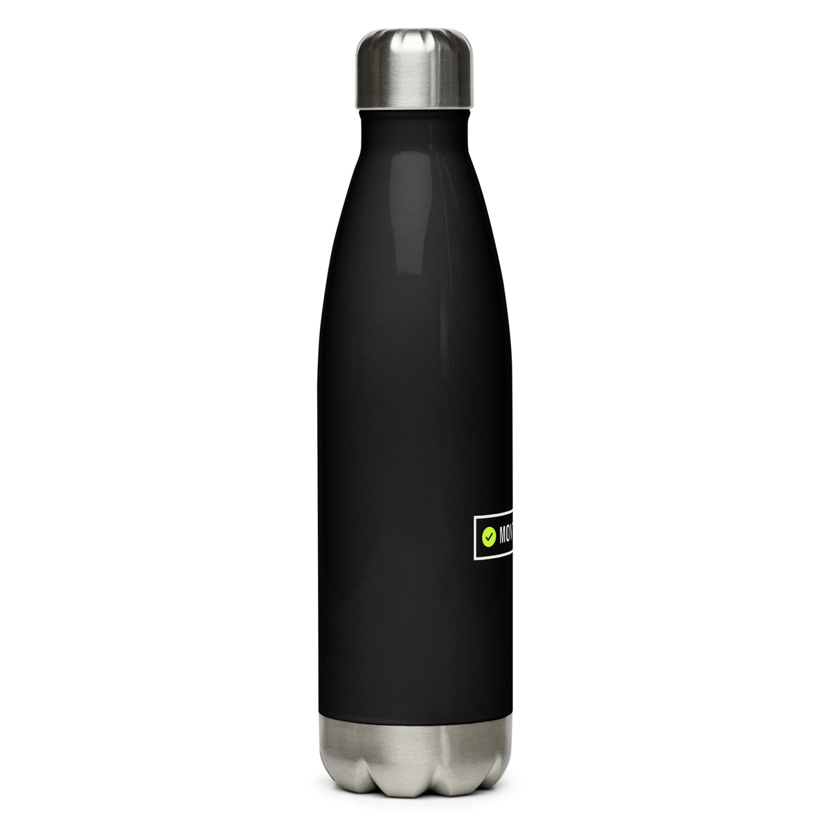 Month End Club Frame Logo Steel Water Bottle – Black, right side