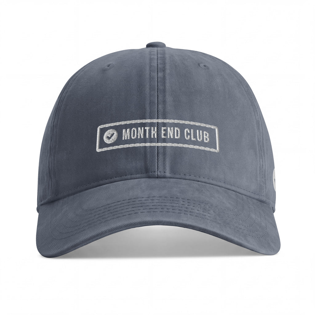 Month End Club Washed Cap – Denim washed cap, embroidered logo