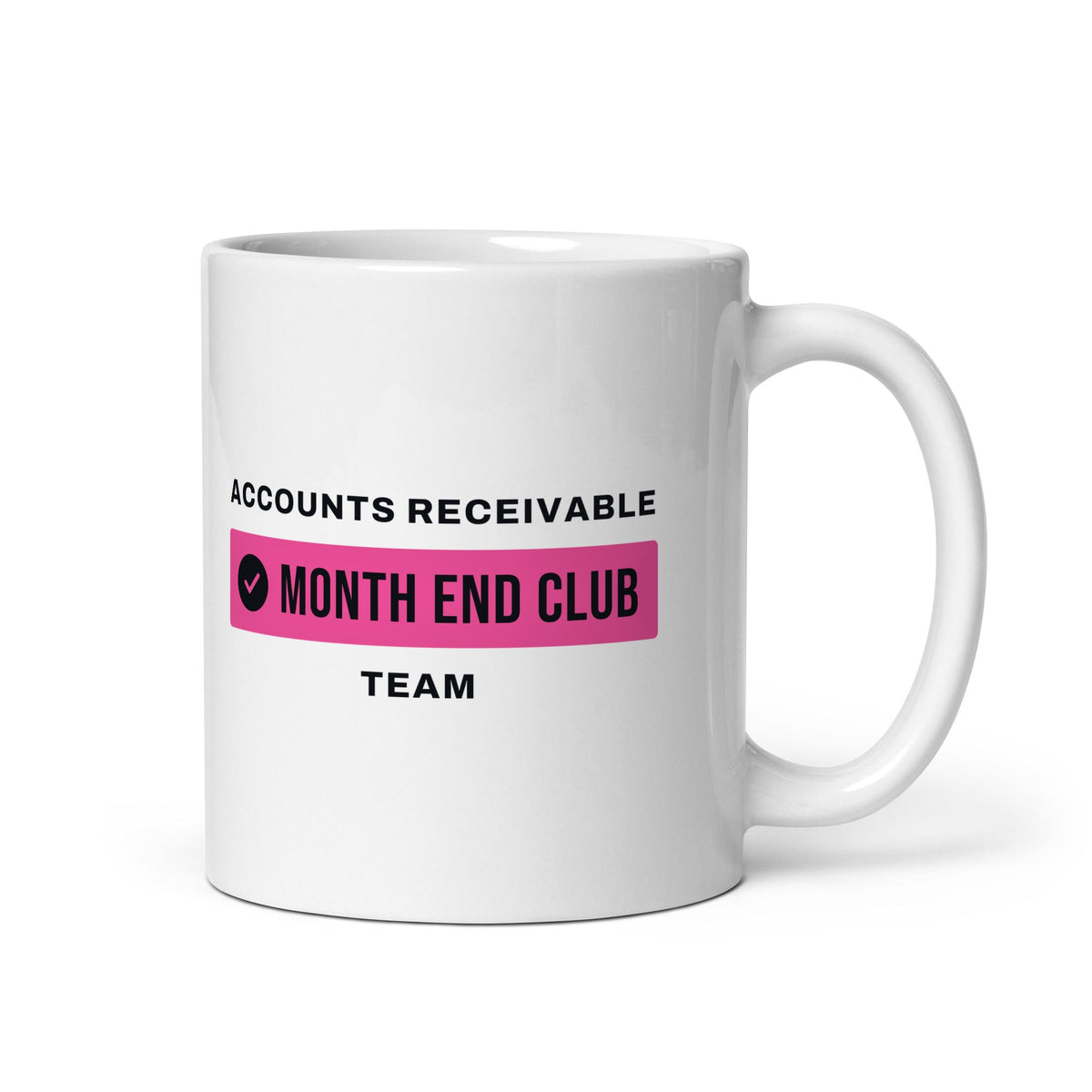 Month End Club Team Mug – Accounts Receivable, Black and pink print – white 11oz mug