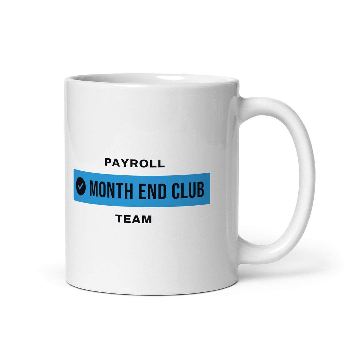 Month End Club Team Mug – Payroll, Black and blue print – white 11oz mug