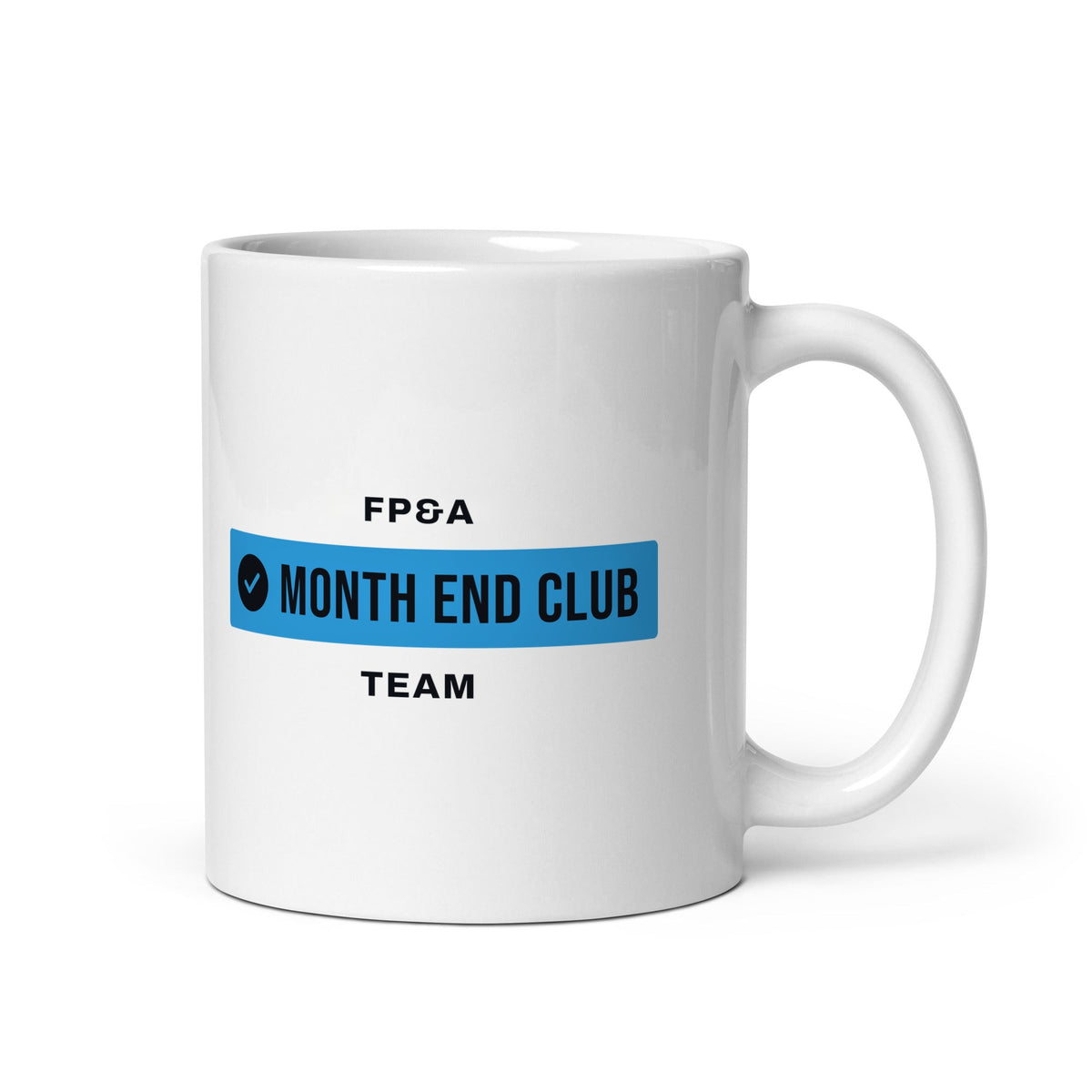 Month End Club Team Mug – FP&A, Black and blue print – white 11oz mug