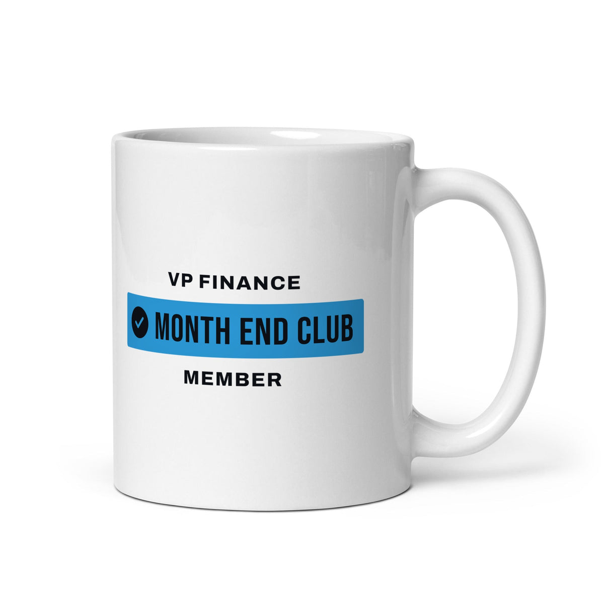 Month End Club Team Mug – VP Finance, Black and blue print – white 11oz mug