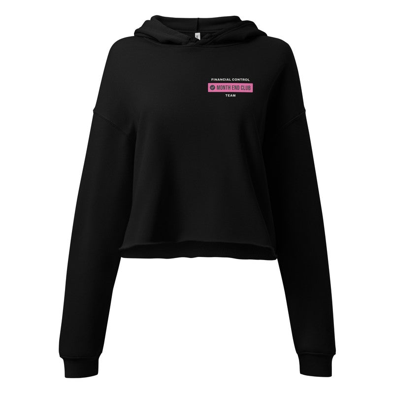 Team Cropped Hoodie – Black – Financial Control – Pink print
