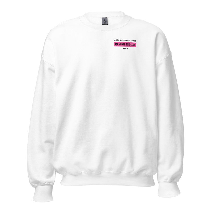 Team Sweatshirt – White – Accounts Receivable – Pink print