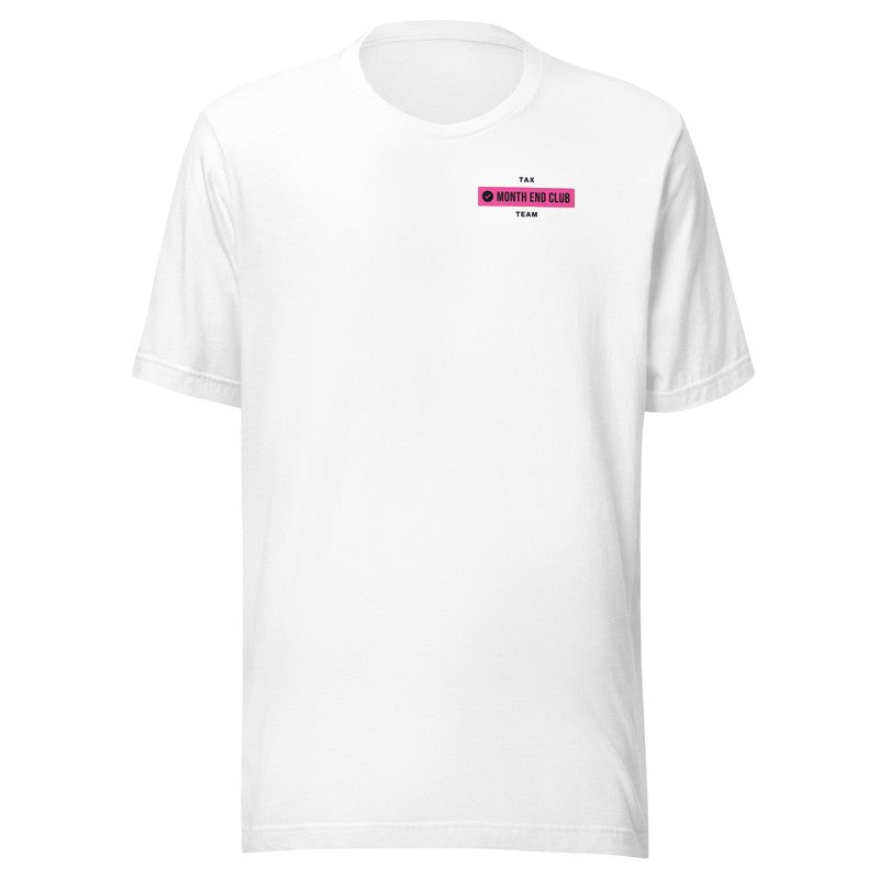 Team Tee in White – Tax – Pink print