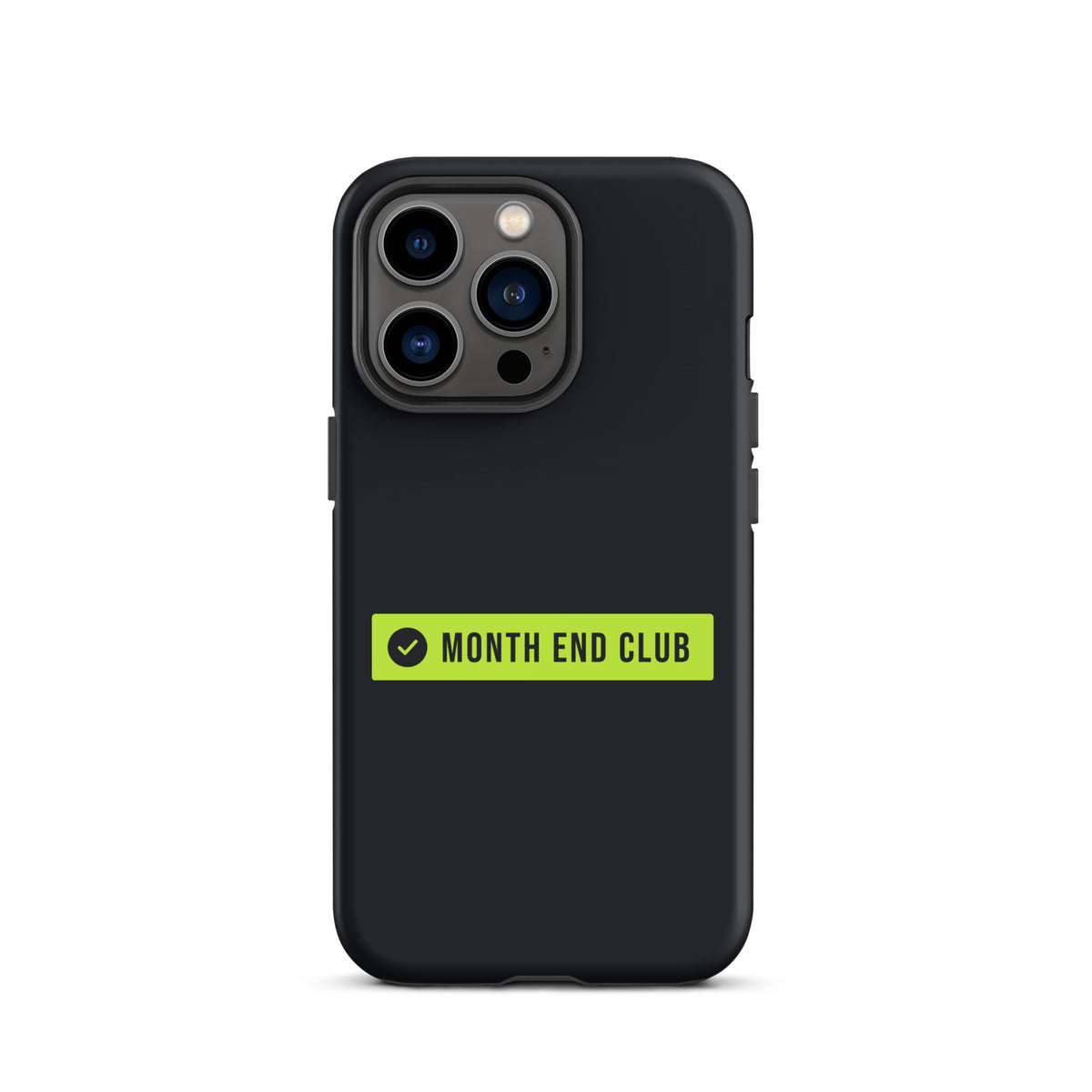 Month End Club Logo Tough iPhone Case – iPhone 13 Pro, matte black
