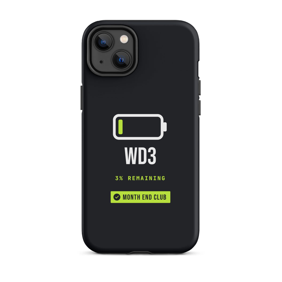 Low Battery WD3 Tough iPhone Case – iPhone 14 Plus, matte black