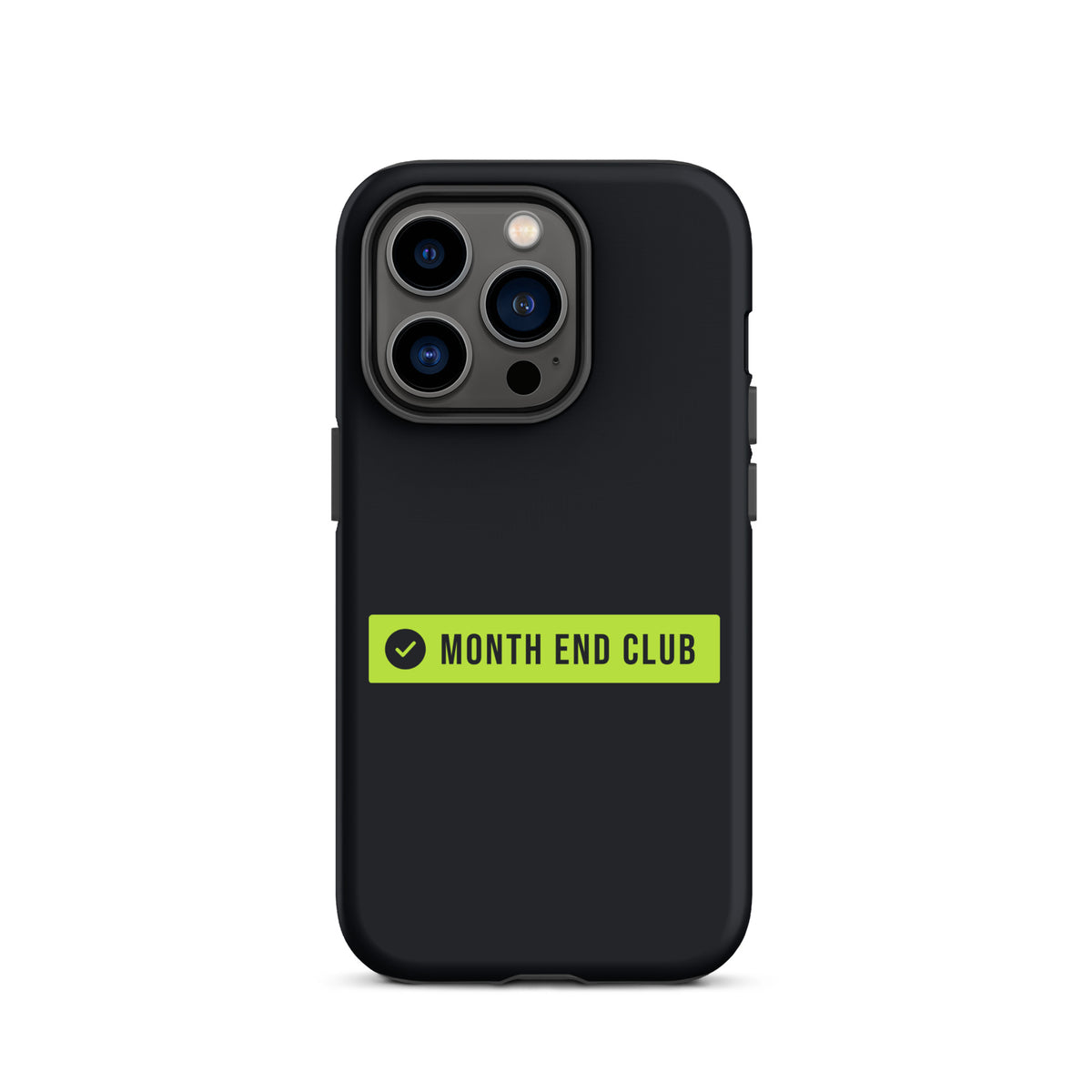 Month End Club Logo Tough iPhone Case – iPhone 14 Pro, matte black