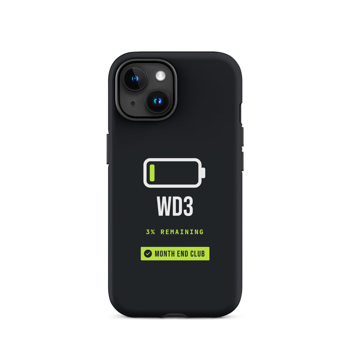 Low Battery WD3 Tough iPhone Case – iPhone 15, matte black