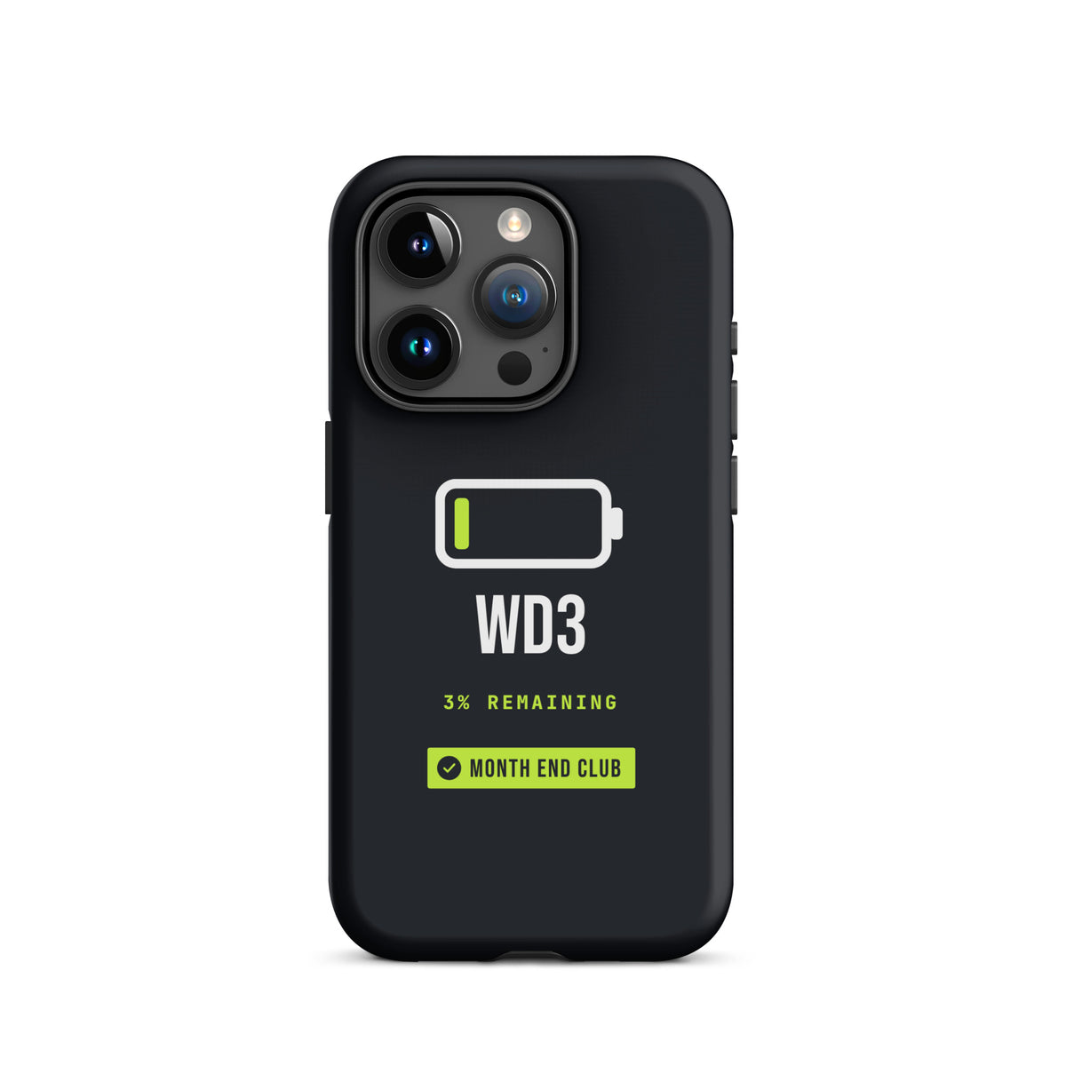 Low Battery WD3 Tough iPhone Case – iPhone 15 Pro, matte black